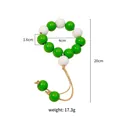 Servilletero de cuentas de madera verdes y blancas con cuerda de yute y colgante - Colgante Anillo Cuentas Madera Verde (Z1231)