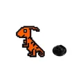 Pin de esmalte de dinosaurio pixelado naranja con cierre de mariposa negro para ropa - C2759-4
