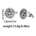 Vintage silver compass cufflinks with central crystal for men's formal shirts - Alloy / Antique Silver(B1583)
