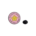 Roze emaille speld met gele smiley ster en tekst Client Said This Will Work erop - Roze Ster (C2757-1)