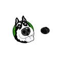 Cute husky dog enamel pin badge with green circle for backpacks and clothing accessory - Tongue Out Expression (C2766-3)