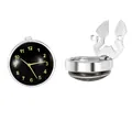 Runde Mini-Uhr mit schwarzem Zifferblatt, goldenen Ziffern und silbernem Metallclip - Silber Zifferblatt