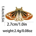 Exquisite orange and black moth enamel pin with gold detailing and size dimensions - Orange White Moth (C2740-1)