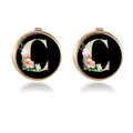 Gemelos dorados para hombre con letra C negra y diseño de flores vintage - Estilo Letra C