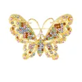 Elegante gouden vlinderbroche met kleurrijke kristallen in roze blauw en paars inlay - Gouden Basis Kleurrijke Strass Holle Vlinder (C2746-32)