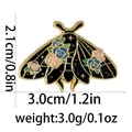 Exquisite black moth enamel brooch with blue and pink roses and gold trim detail - Black Rose Moth (C2740-4)