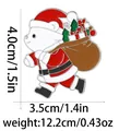 Cartoon Christmas polar bear enamel brooch with red festive outfit and gift bag - Polar Bear Santa Style (C2807-1)