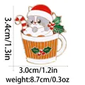 Christmas cat in stripe cup enamel pin badge with candy cane and measurements - Cat In Cup Style (C2807-2)