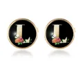 Golden round cufflinks with letter L and floral pattern for French shirt men's jewelry - Letter L Style