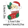 Cartoon puppy in Christmas stocking alloy brooch with size and weight dimensions - Dog In Stocking Style (C2807-3)