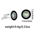 Polished silver cufflinks with black inlay and iridescent shell, 1.5cm diameter - P1111-2 / Copper
