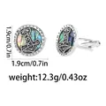 Silver Mjölnir cufflinks with iridescent shell inlay and Runic engraving 1.9cm - P1111-3 / Copper