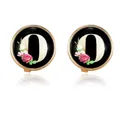 Elegant men's cufflinks featuring a gold letter O with vintage floral patterns - Letter O Style