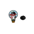 Cartoon light bulb enamel pin featuring black cats and red mushrooms with rubber clutch - Lightbulb Black Cat With Red Mushroom Style (C2784-2)