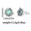 Silver cufflinks with abalone shell and Masonic symbol, 1.9cm diameter size detail - P1111-4 / Copper