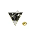 Triangle enamel pin featuring mountains and moon landscape with gold plating - Snow Mountain Night Style (C2790-1)