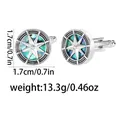 Polished silver cufflinks with starburst compass pattern and abalone shell inlay - P1111-5 / Copper
