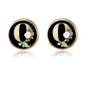 Elegant gold-plated round cufflinks with letter Q and vintage floral patterns - Letter Q Style