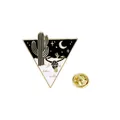 Cartoon triangle desert night enamel pin with cactus, moon, and bull skull detail - Desert Night Style (C2790-3)