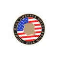 Round Trump 2024 enamel pin badge with US flag pattern and gold profile silhouette - Gold Style (C2587-GO)