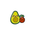 Cute cartoon avocado enamel brooch made of alloy for clothing and bag decoration - Anthropomorphic Avocado With Pit (CZ1079)