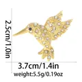 Golden woodpecker hummingbird brooch with white rhinestones measuring 2.5cm by 3.7cm - Gold Hummingbird Full Rhinestone