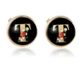 Classic gold letter T cufflinks with floral pattern on black background for men's shirts - Letter T Style