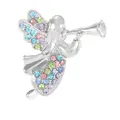 Broche de ángel plateado con diamantes de colores y alas en acabado elegante - Ángel con Strass de Colores (Tono Plateado)