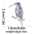 Colorful hummingbird brooch with rhinestones and purple enamel detailing 3.3x1.6cm - Silver Colorful Hummingbird