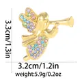 Broche de ángel de dibujos animados con pedrería colorida en acabado dorado - Ángel con Strass de Colores (Tono Dorado)