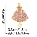 Elegant dancing girl brooch with pink rhinestones and gold alloy frame 4.9cm - Pink Dancer (Gold Base)