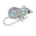 Charmanter Maus-Anstecknadel aus Silberlegierung mit bunten glitzernden Straßsteinen - Silber Maus Stil (2731-8-SI)