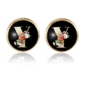 Gold-plated cufflinks featuring a black floral pattern and the capital letter Y - Letter Y Style