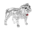 Broche bouledogue en métal réaliste avec texture argentée, collier rouge et yeux noirs - French Bulldog-Silver