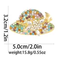 Sparkling sun hat brooch with colorful rhinestones in golden finish for women's accessory - Multicolor Hat (Gold Base)