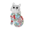 Funkelnde Katzenbrosche aus Silberlegierung mit bunten Straßsteinen im sitzenden Design - Silber Sitzende Katze Stil (2731-16-SI)