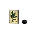 Enamel stamp pin with Rizzed me up text and green leaf design for clothing decor - Light Yellow Leaf Style (Rizzed me up 24)
