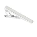 Silver tie clip for men featuring elegant white mother of pearl inlay on a white background - Silver