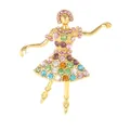 Golden ballet dancer brooch with colorful sparkling rhinestones for elegant women - Multicolor Dancer (Gold Base)