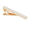 Classic gold tie clip with white mother of pearl inlay for formal business attire - Gold