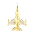 Elegant gold-plated fighter jet brooch adorned with sparkling white rhinestones - Gold Fighter Jet Style (C2745-2) / Gold