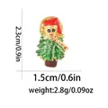 Cartoon snowman in Christmas tree costume enamel brooch with gold plating details - Colorful