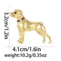 Broche petit chien dorée vintage ornée d'un collier en strass colorés étincelants - Style Dalmatien Doré (C2731-11-GO)