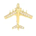 Elegant gold airplane brooch pin with sparkling rhinestones for fashion accessories - Gold Civil Aircraft Style (C2745-4) / Gold