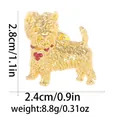 Broche chiot dorée mignonne avec collier à cœur rouge et détails de poils fins - Style Schnauzer Doré (C2731-12-GO)