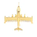 Élégante broche avion dorée ornée de strass brillants avec une finition polie raffinée - Gold Winged Style (C2745-6)