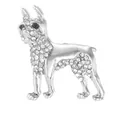 Charmante broche chien boxer argentée ornée de cristaux étincelants et alliage poli - Style Boxer Argenté (C2731-17-SI)
