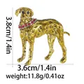 Broche chiot dorée avec collier en strass rouges, hauteur 3,8 cm et poids de 11,8 g - Style Dogue Allemand Doré (C2746-5)