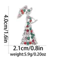 Elegant silver lady holding umbrella brooch pin with colorful rhinestones for women - Silver Lady with Umbrella (C2741-17)
