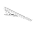 Polished silver tie clip for men featuring a subtle non-slip grid texture on the end - Silver Grid Engraved (T1079-SI)
